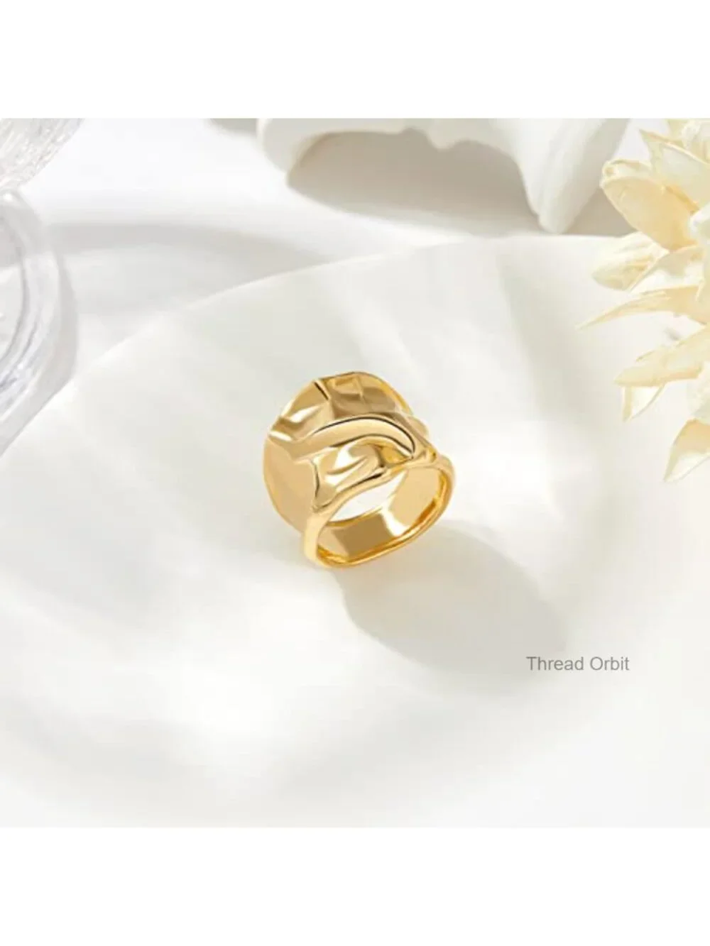 18K Gold Plated Stainless Steel Chunky Statement Ring Set
